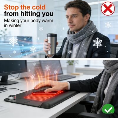 Dostosuj podkładkę pod mysz z podgrzewaniem i ochroną przed przegrzaniem, z ładowaniem bezprzewodowym i podpórką pod nadgarstek, inteligentna podgrzewana podkładka pod mysz