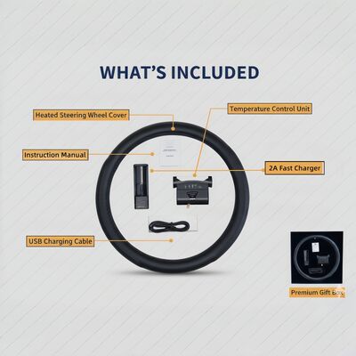 Pokrowiec na kierownicę z grafenem i podgrzewaniem, szybkie nagrzewanie, skóra z ochroną przed przegrzaniem, zestaw z antypoślizgowym uchwytem