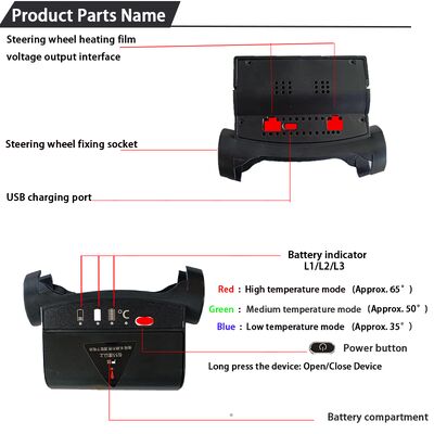 Pokrowiec na kierownicę z grafenem i podgrzewaniem, szybkie nagrzewanie, skóra z ochroną przed przegrzaniem, zestaw z antypoślizgowym uchwytem