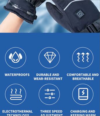 CE Certificate USB Touchscreen Heated Gloves Cheap Electric Heating Mittens Leather Waterproof Heat Mittens for Ski