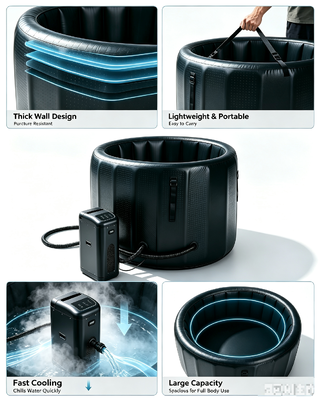 Customizable inflatable ice bath tub with flexible sizes colors and OEM ODM options designed for professional cold plunge therapy