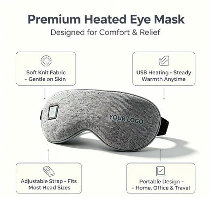 Gorąca maska do oczu, Super Soft PU Elektryczna Warm Eye Mask 35-55°C Regulowalna temperatura, 1000mAh Przenośna grzewcza maska do oczu do łagodzenia zmęczenia oczu, Biuro podróży do użytku domowego i szkolnego