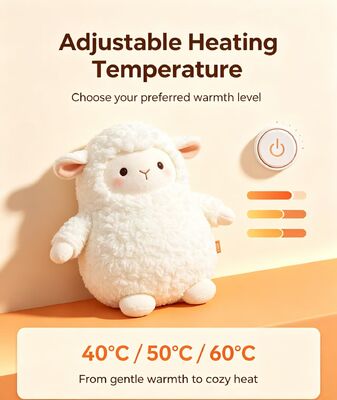 Cute Warm Sheep Portable Rechargeable Hand Warmer,3 Heat Settings 40‑60℃,6‑8 Hours Working Time,USB Power Bank Support for On‑the‑Go Use,Compact 9*15*18cm Polyester Winter Pocket Heater