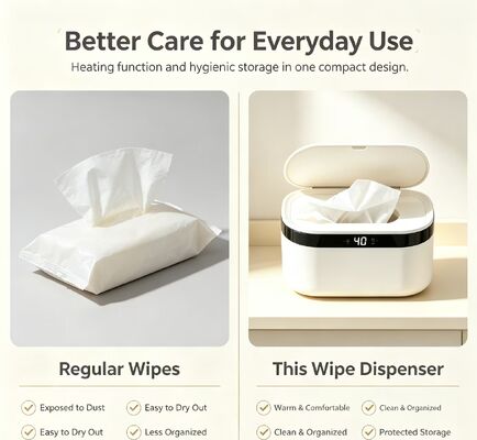 On-the-Go Baby Wipes Heater, Intelligent Heated Wet Wipe Dispenser Touch Control Adjustable Temperature Home& Nursery & Travel