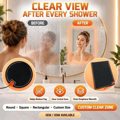 Grafen Mirror Defogger Heating Pad, Custom Shape Size Voltage, Flexible Film dla lusterek w łazience