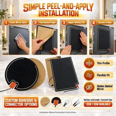 Grafen Mirror Defogger Heating Pad, Custom Shape Size Voltage, Flexible Film dla lusterek w łazience