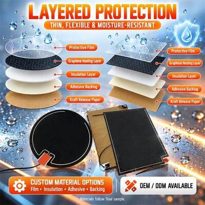 Grafen Mirror Defogger Heating Pad, Custom Shape Size Voltage, Flexible Film dla lusterek w łazience