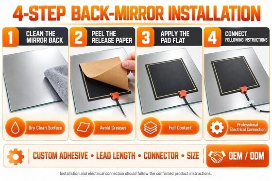 Grafen Mirror Defogger Heating Pad, Custom Shape Size Voltage, Flexible Film dla lusterek w łazience