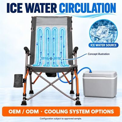Ice Water Cooling Outdoor Folding Chair, External Ice Water Box with Cooling Circulation Channel, Tall Backrest Folding Frame with Snowflake Control, Custom Color Private Label and Packaging