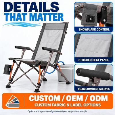 Ice Water Cooling Outdoor Folding Chair, External Ice Water Box with Cooling Circulation Channel, Tall Backrest Folding Frame with Snowflake Control, Custom Color Private Label and Packaging