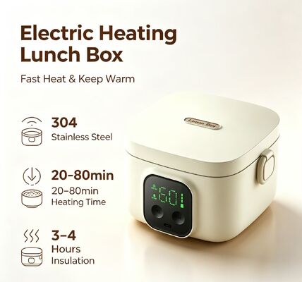 Elektryczny podgrzewacz do lunchu USB, przenośny podgrzewacz do żywności ze stali nierdzewnej 304, pojemnik do podgrzewania żywności z regulacją temperatury 500 ml, izolacja 3-4H na piknik, kemping, podróże samochodowe
