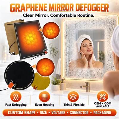 Grafen Mirror Defogger Heating Pad, Custom Shape Size Voltage, Flexible Film dla lusterek w łazience